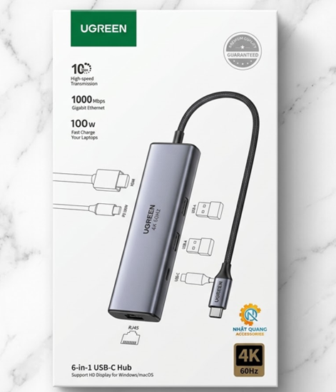 Thiết Bị Mở Rộng USB Type-C 6 in 1 HDMI 4K@60Hz / LAN Gigabit / USB 3.0 / PD 100W UGREEN 45000
